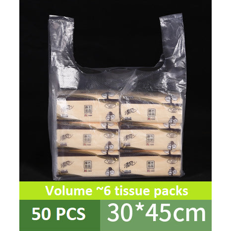 【Local Ready Stock】 50/100psc Handle Plastic Carrier Bags | Food/Fruit Bag | Grocery | Da Bao | Rubbish Bags | Thickened