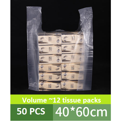 【Local Ready Stock】 50/100psc Handle Plastic Carrier Bags | Food/Fruit Bag | Grocery | Da Bao | Rubbish Bags | Thickened