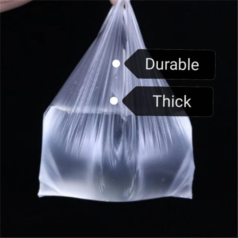 【Local Ready Stock】 50/100psc Handle Plastic Carrier Bags | Food/Fruit Bag | Grocery | Da Bao | Rubbish Bags | Thickened