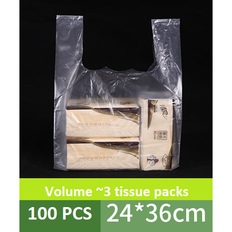 【Local Ready Stock】 50/100psc Handle Plastic Carrier Bags | Food/Fruit Bag | Grocery | Da Bao | Rubbish Bags | Thickened