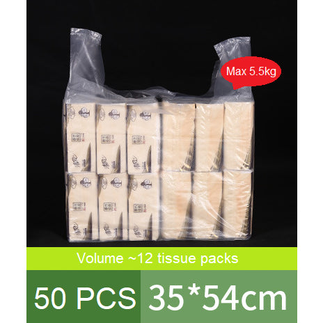 【Local Ready Stock】 50/100psc Handle Plastic Carrier Bags | Food/Fruit Bag | Grocery | Da Bao | Rubbish Bags | Thickened