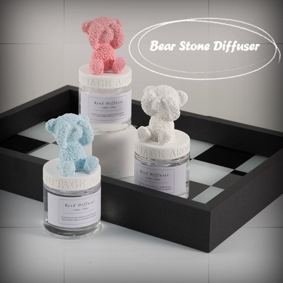 【Local Ready Stock】Cute Bear Stone Diffuser | Home & Office decor | Fragrance stone | 50ML|