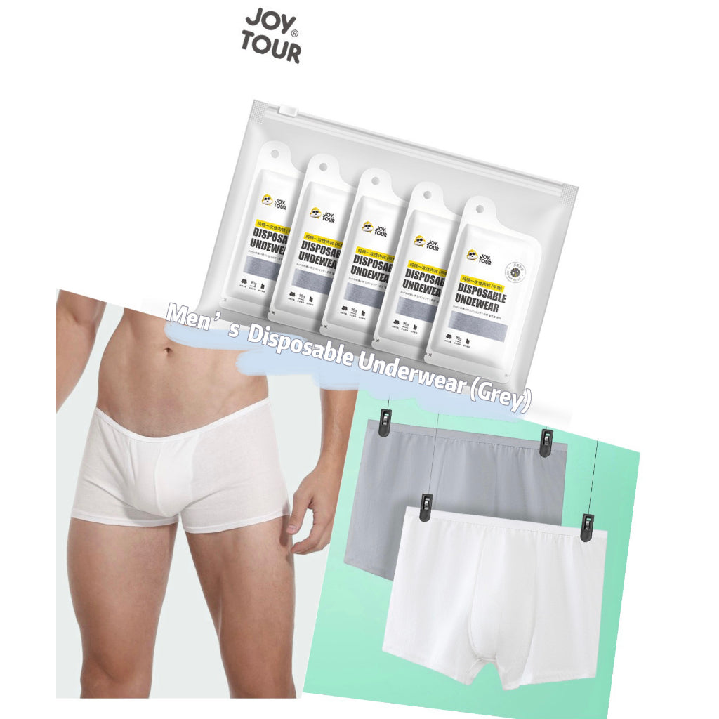 【Local Ready Stock】Disposable Cotton Men's  Boxer | 5 pcs | Comfortable | Convenience | In Grey |