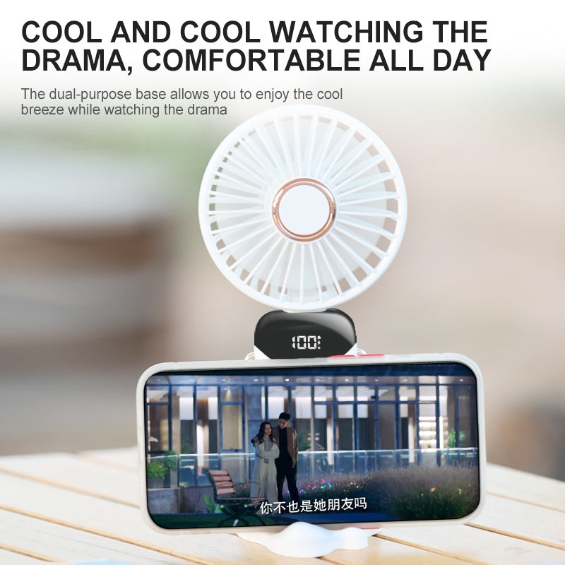 【Local Ready Stock】Mini Hand Held Fan 4000 mAh 5 Speeds Strong Wind | Type C fast charging | Digital Display |