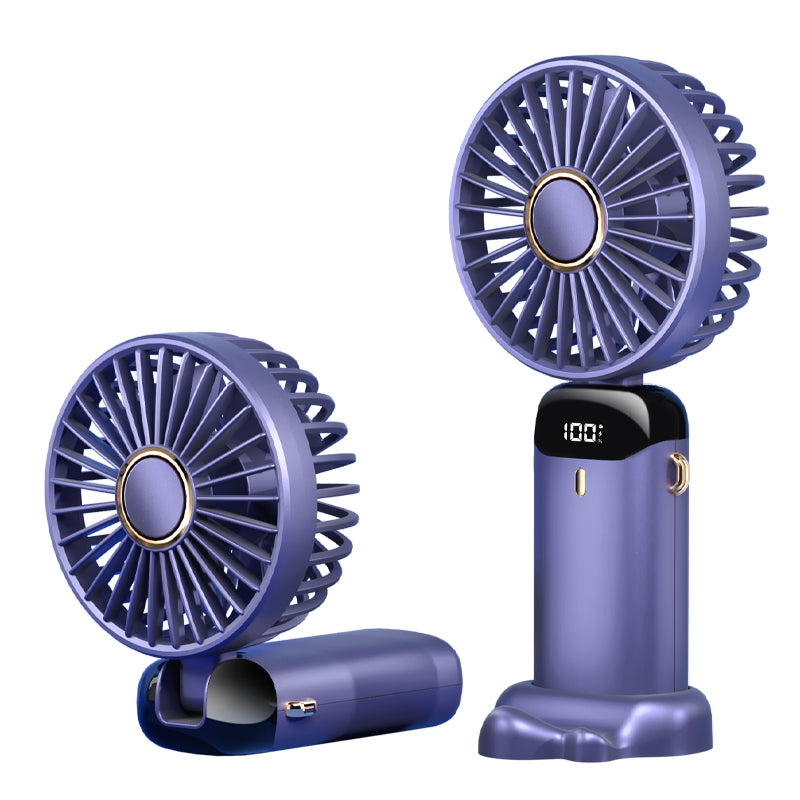 【Local Ready Stock】Mini Hand Held Fan 4000 mAh 5 Speeds Strong Wind | Type C fast charging | Digital Display |