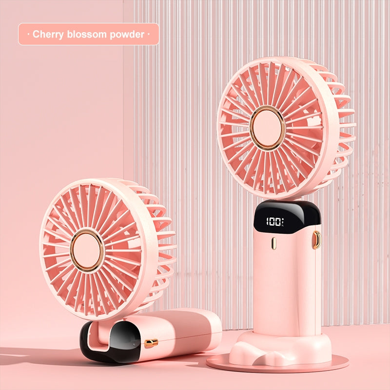 【Local Ready Stock】Mini Hand Held Fan 4000 mAh 5 Speeds Strong Wind | Type C fast charging | Digital Display |