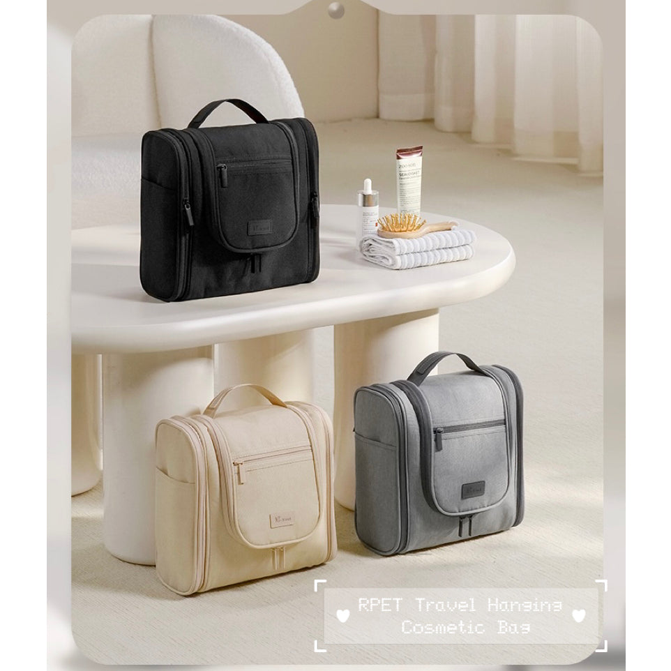 【Local Ready Stock】RPET Travel Hanging Cosmetic Bag | Large capacity  | Travel storage bag | Portable toiletry bag |