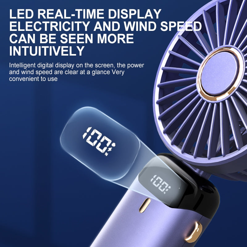 【Local Ready Stock】Mini Hand Held Fan 4000 mAh 5 Speeds Strong Wind | Type C fast charging | Digital Display |